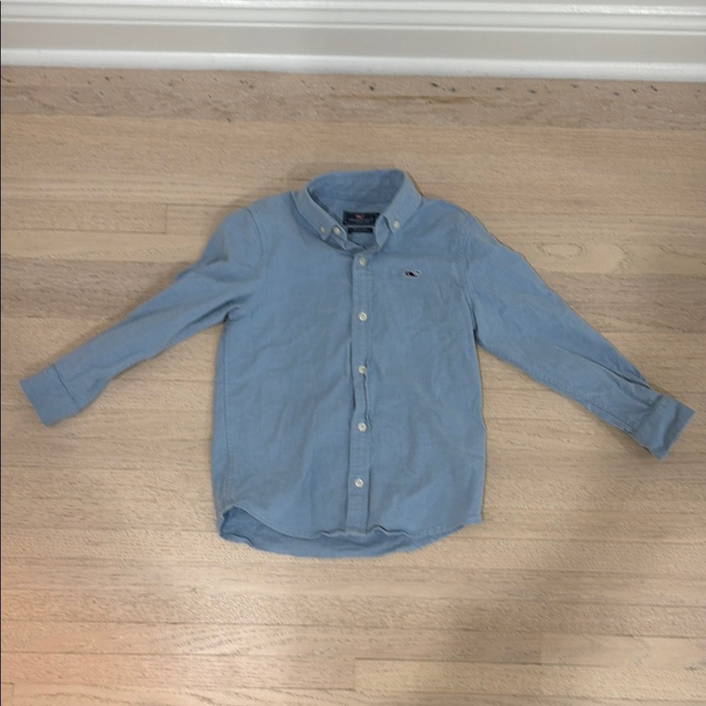 Vineyard Vines Light Blue Button-Down Shirt with Whale Emblem